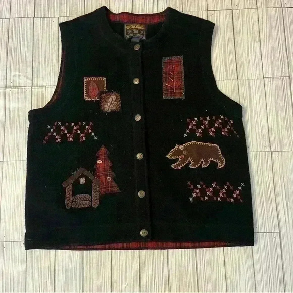 Woolrich Buffalo Plaid Embroidered Christmas Fall Vest - Picture 1 of 6